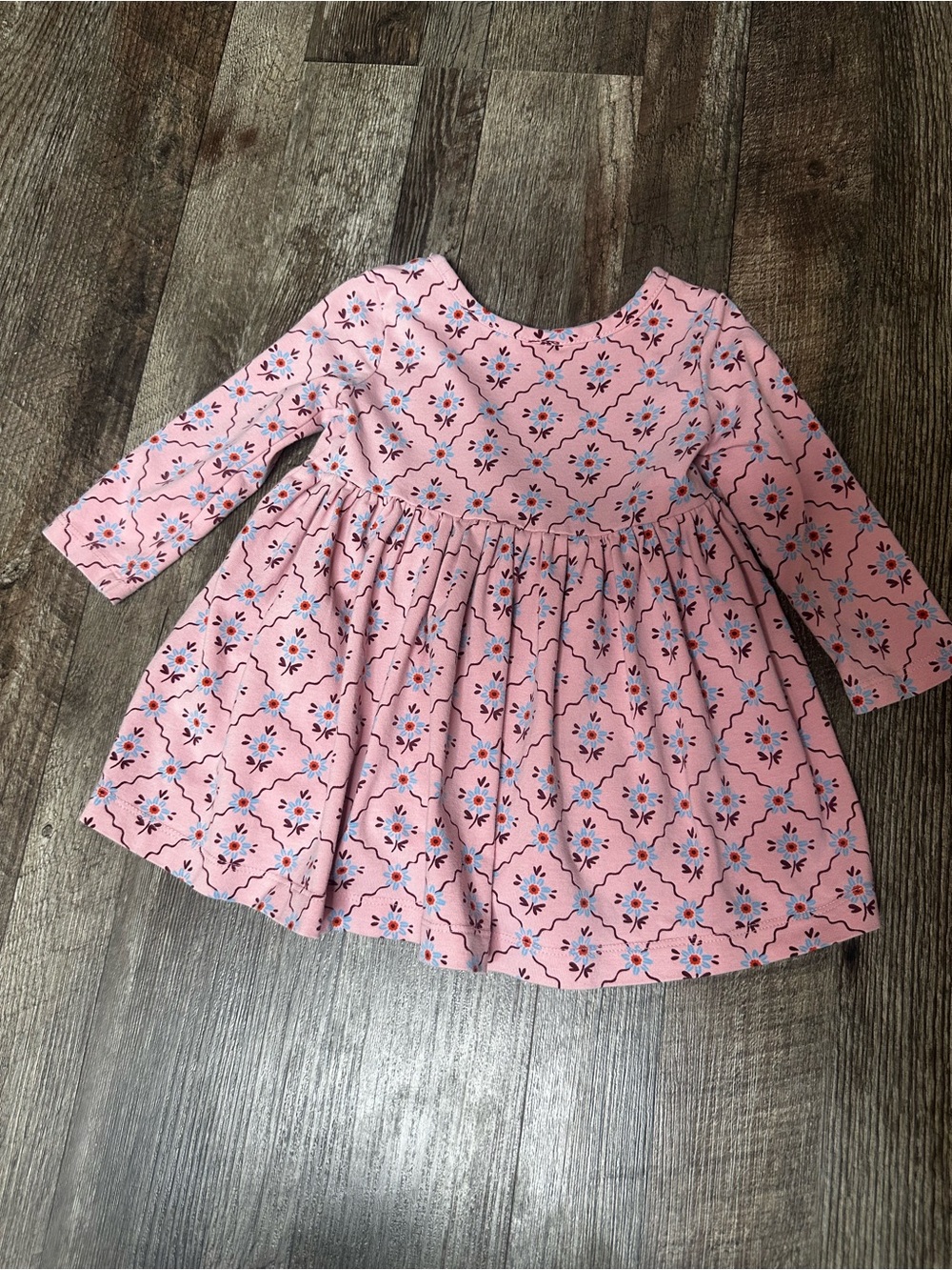 Hanna Andersson Pink Floral Long-Sleeve Gathered Dress